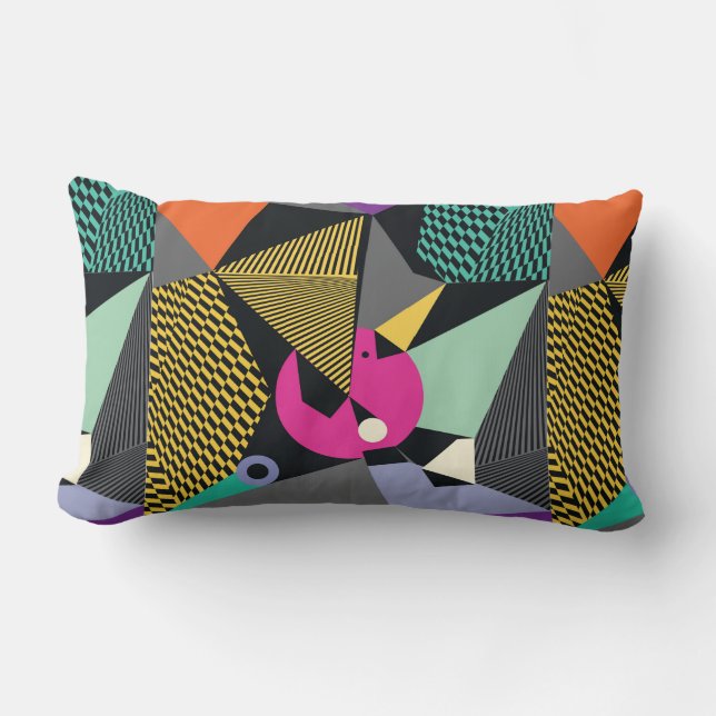 Abstract modern triangles background pattern illus lumbar cushion (Front)