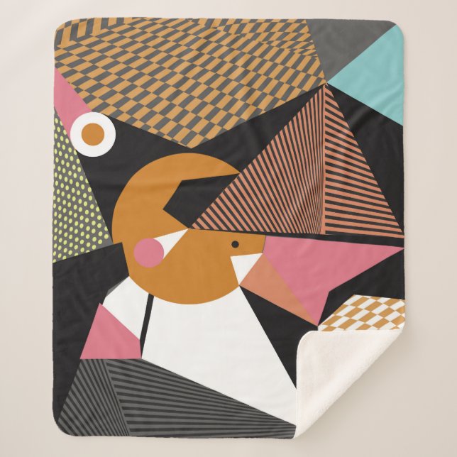 Abstract modern triangles background pattern illus sherpa blanket (Front)