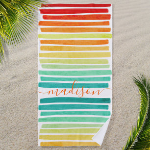 Abstract Modern Tropical Colours Brush strokes Nam Beach Towel