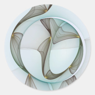 Abstract Modern Turquoise Brown Gold Elegance Classic Round Sticker