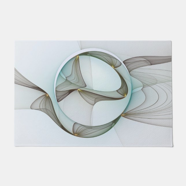 Abstract Modern Turquoise Brown Gold Elegance Doormat (Front)