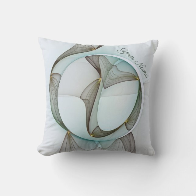 Abstract Modern Turquoise Brown Gold Elegance Name Cushion (Front)