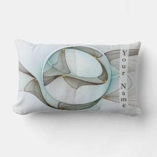 Abstract Modern Turquoise Brown Gold Elegance Name Lumbar Cushion