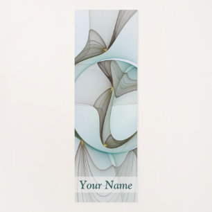 Abstract Modern Turquoise Brown Gold Elegance Name Yoga Mat