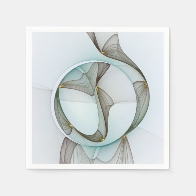 Abstract Modern Turquoise Brown Gold Elegance Napkin (Front)