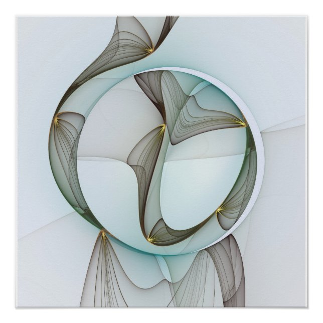 Abstract Modern Turquoise Brown Gold Elegance Poster (Front)