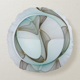 Abstract Modern Turquoise Brown Gold Elegance Round Cushion