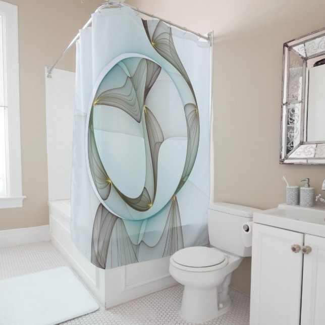Abstract Modern Turquoise Brown Gold Elegance Shower Curtain (In Situ)