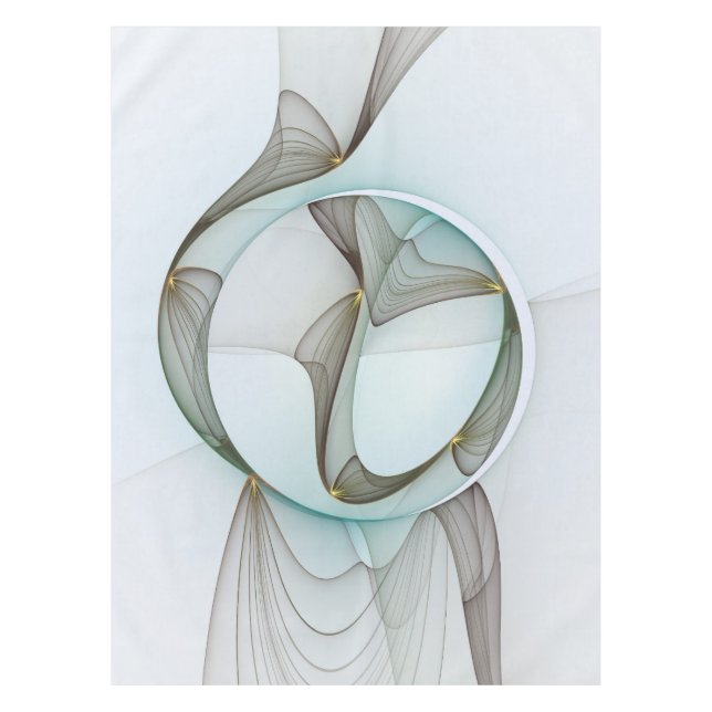 Abstract Modern Turquoise Brown Gold Elegance Tablecloth (Front)