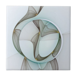 Abstract Modern Turquoise Brown Gold Elegance Tile