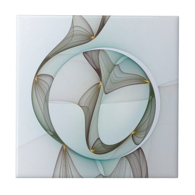 Abstract Modern Turquoise Brown Gold Elegance Tile (Front)