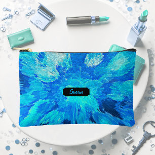 Abstract, modern, turquoise mosaic, custom accessory pouch