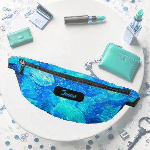 Abstract, modern, turquoise mosaic, custom bum bags