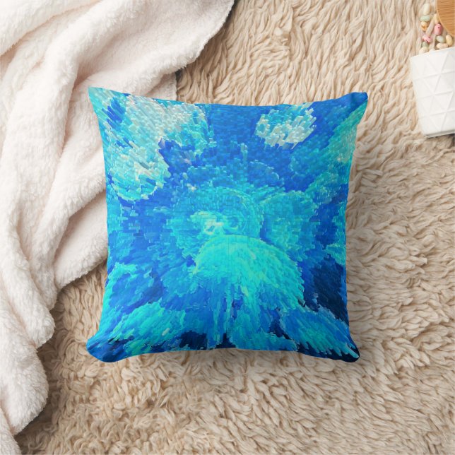 Abstract, modern, turquoise mosaic pattern cushion (Blanket)