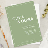 Abstract Modern Typography Sage Green Wedding