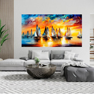 Abstract Modern watching the sailing boats Poster