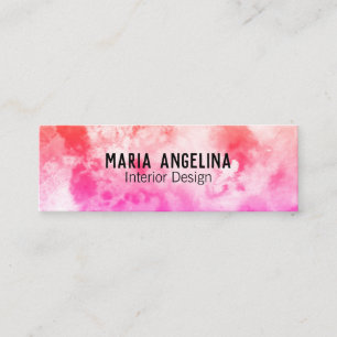Abstract Modern Watercolor peach pink Mini Business Card