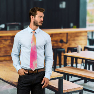 Abstract Modern Watercolor Purple Pink Yellow  Tie