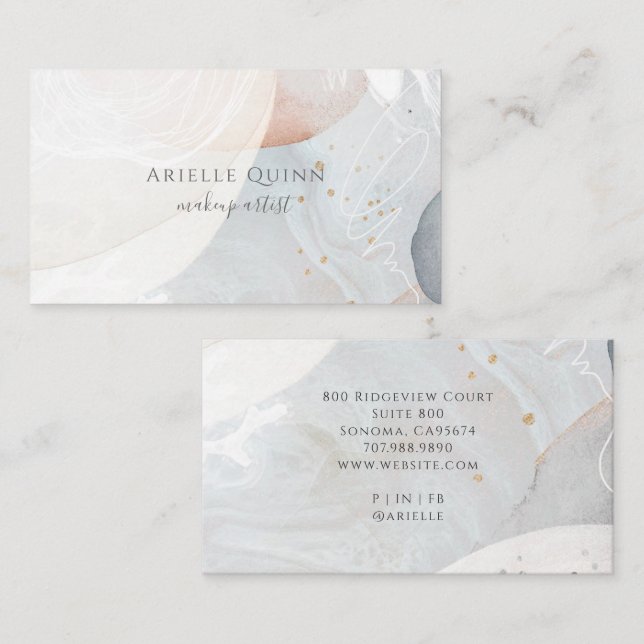 Abstract Modern Watercolor Shapes Makeup Artist Business Card (Front/Back)
