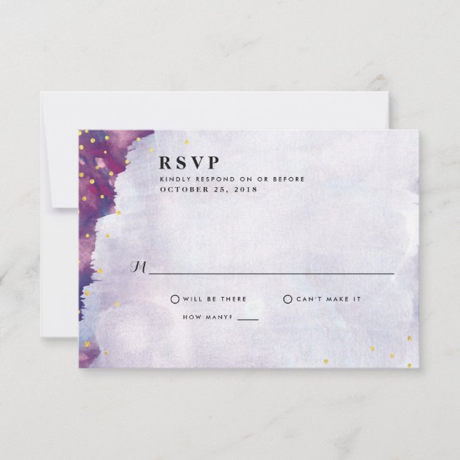 Abstract Modern Watercolor Wedding RSVP Cards (Front)