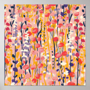 Abstract Modern Wildflower Floral Botanical Garden Poster