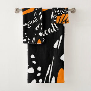 Abstract Monarch Butterfly Wing Life is magical! Bath Towel Set