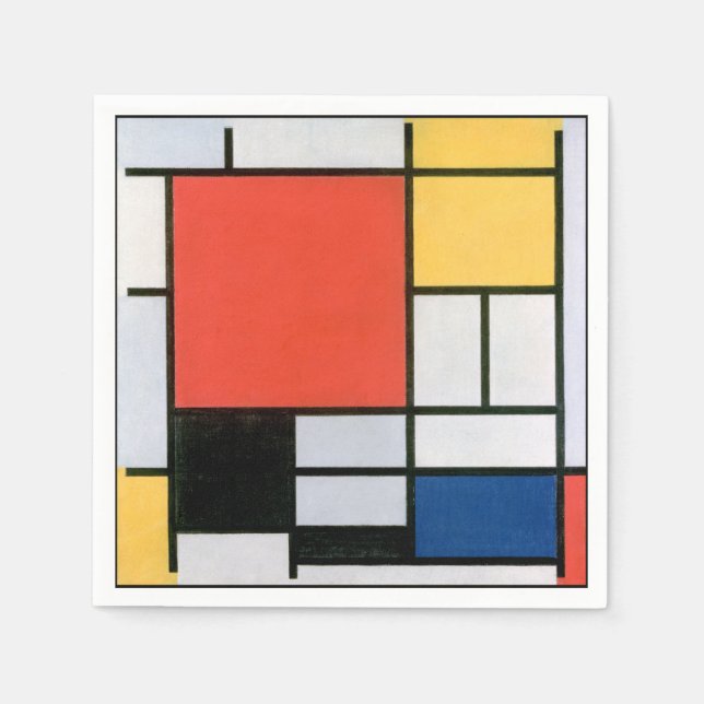 Abstract Mondrian shapes distressed Napkin (Front)