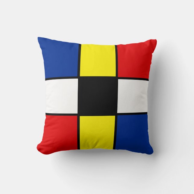 Abstract Mondrian Style Squares Throw Pillow (Front)