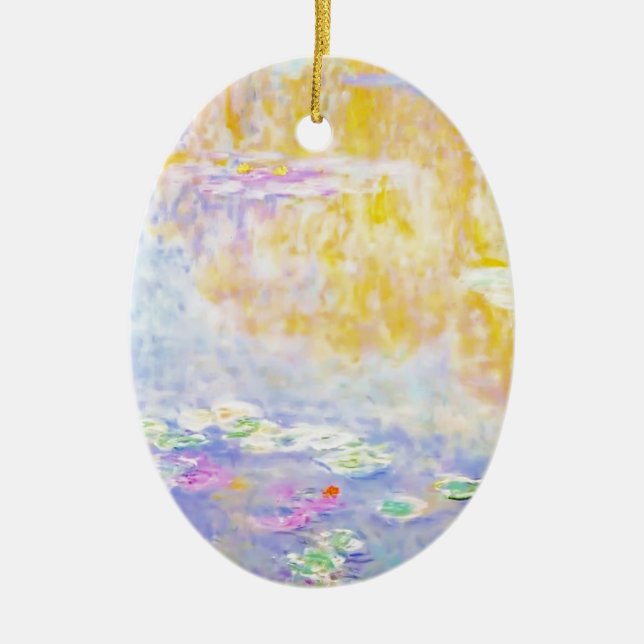 abstract, monet water lilies 7 ceramic tree decoration (Front)