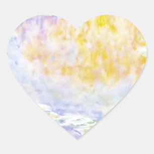 abstract, monet water lilies 7 heart sticker