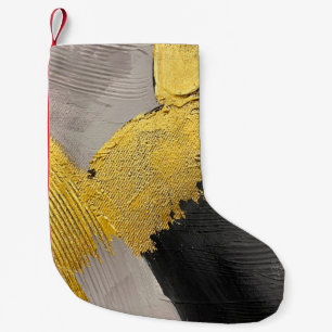 Abstract monochrome colours with gold brushstrokes small christmas stocking