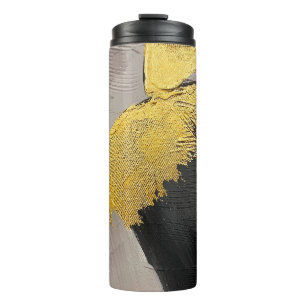 Abstract monochrome colours with gold brushstrokes thermal tumbler