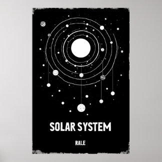 Abstract Monochrome Illustration of the Solar Poster