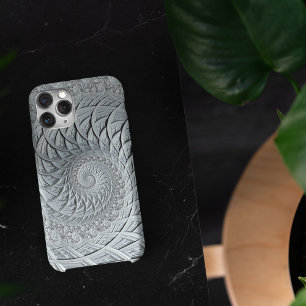 Abstract Monochrome Light Grey Spiral Fractal iPhone 13 Pro Case