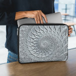 Abstract Monochrome Light Grey Spiral Fractal Laptop Sleeve<br><div class="desc">This monochrome laptop sleeve features an abstract spiral fractal design in light grey and black.</div>