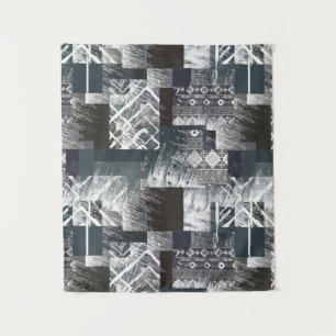 Abstract monochrome patchwork  tapestry