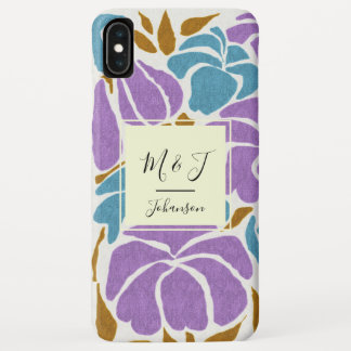 Abstract Monogram Stylised Purple and Blue Floral Case-Mate iPhone Case