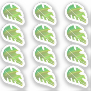 Abstract Monstera Leaf Liquid Green Sticker Set