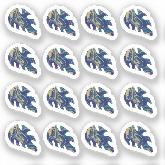 Abstract Monstera Leaf Liquid Marble  Sticker Set (Front)