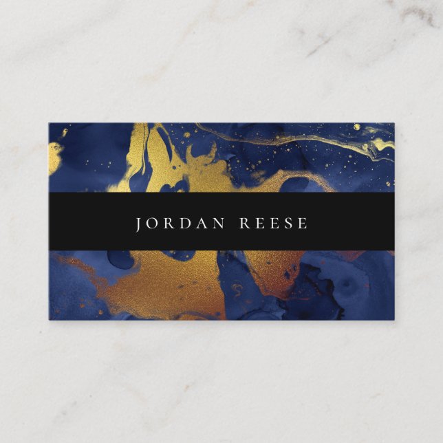 Abstract Moody Blue Metallic Business Card (Front)