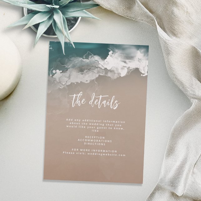 Abstract moody ocean beach wedding details enclosure card (Abstract moody ocean beach wedding details enclosure card)