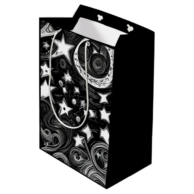 Abstract Moon And Stars  Medium Gift Bag (Back Angled)