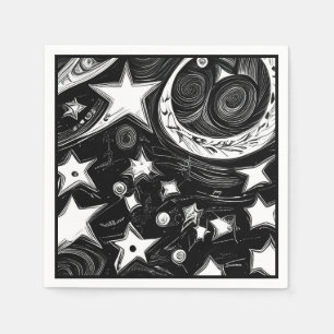 Abstract Moon And Stars Napkin