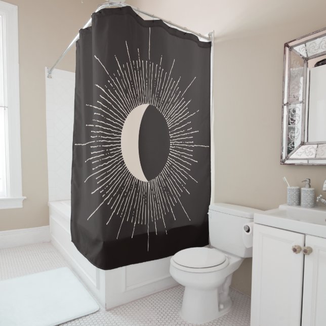 Abstract Moon Burst Eclipse Shower Curtain (In Situ)