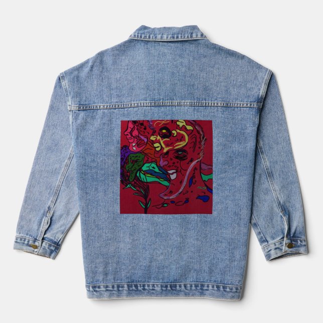 Abstract Moon Galaxy Art  Denim Jacket (Back)
