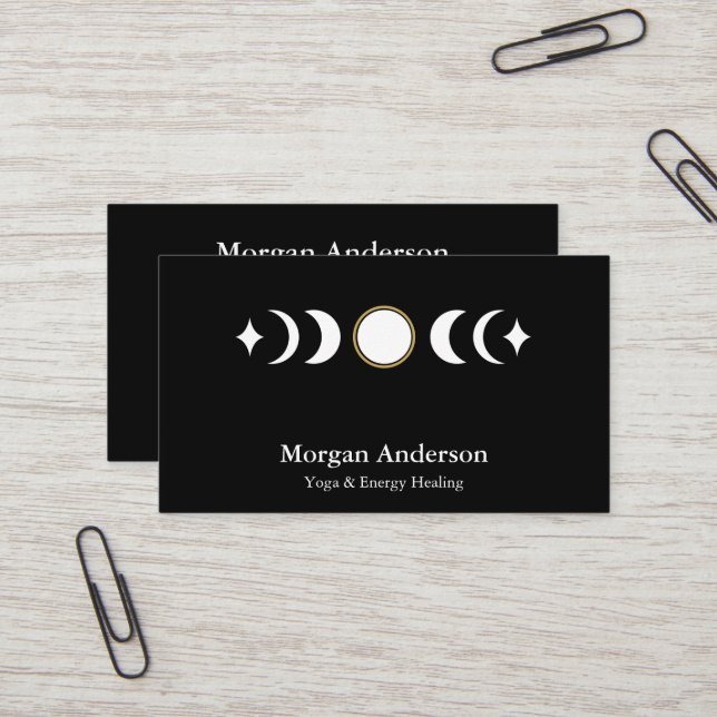 Abstract Moon Phase Gold Spiritual Energie Heiler  Business Card (Front/Back In Situ)