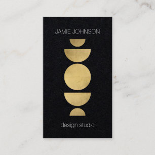 Abstract Moon Phases Geometric Art Black Paper Business Card