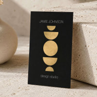 Abstract Moon Phases Geometric Art Gold/Black