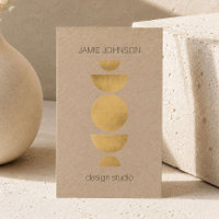 Abstract Moon Phases Geometric Art Gold/Kraft