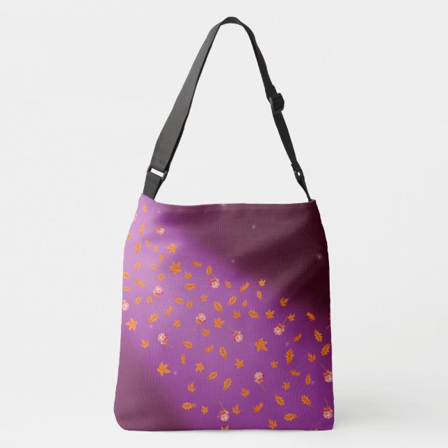Abstract moonlight autumn leaves roses  crossbody bag (Back)